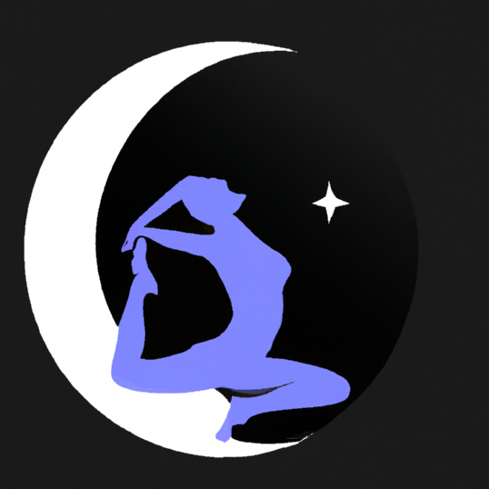 NyxNight Yoga logo with a silhouette of a woman in a yoga pose against a crescent moon and a night sky in shades of deep blue, silver, and black.